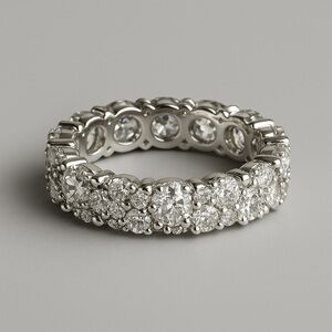 Sterling Silver Diamonique CZ "Cobblestone" Eternity Band EUC Size 8 #321